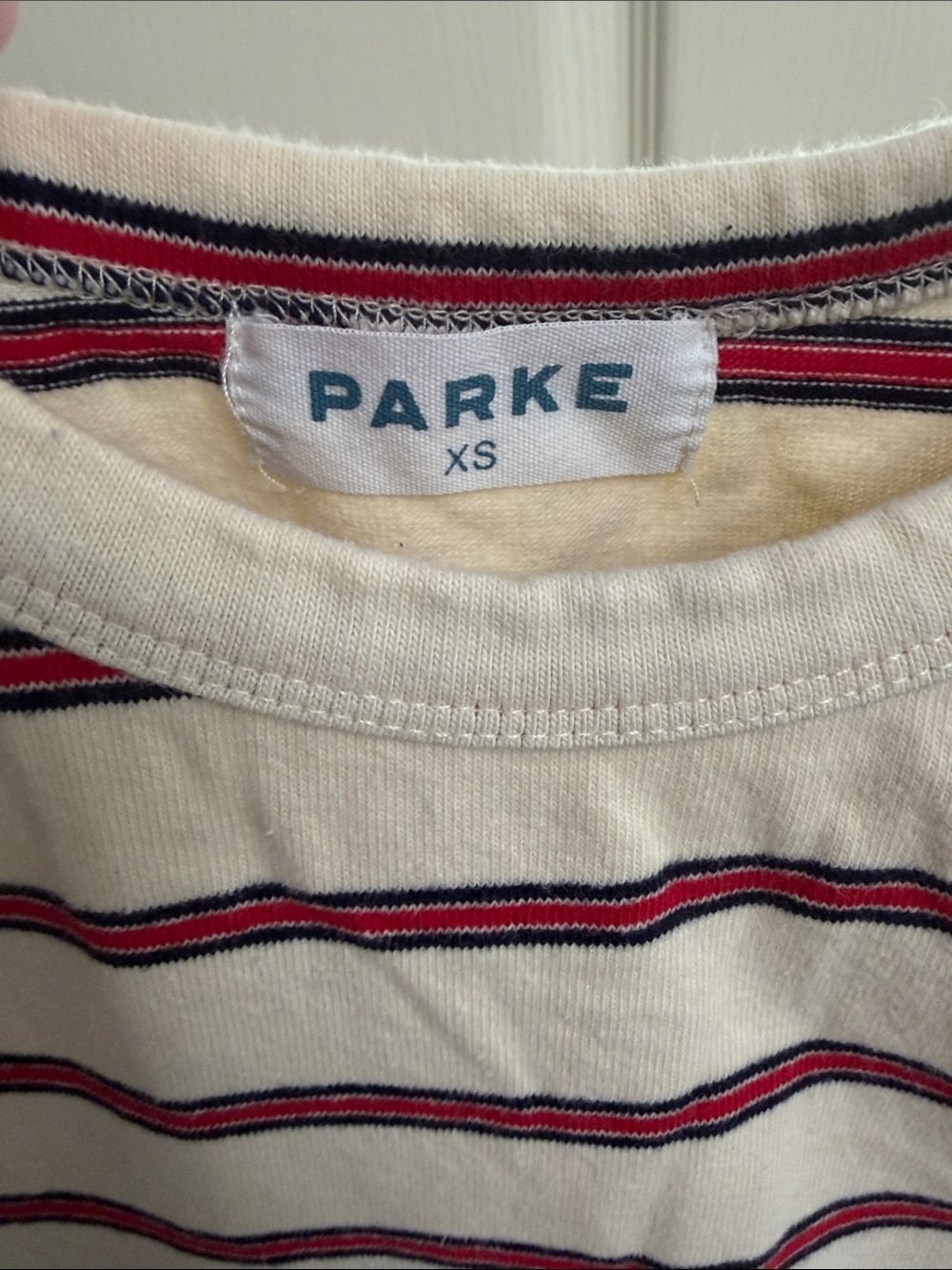 PARKE cream, red and navy blue t shirt and lounge pants - Picture 2 of 6
